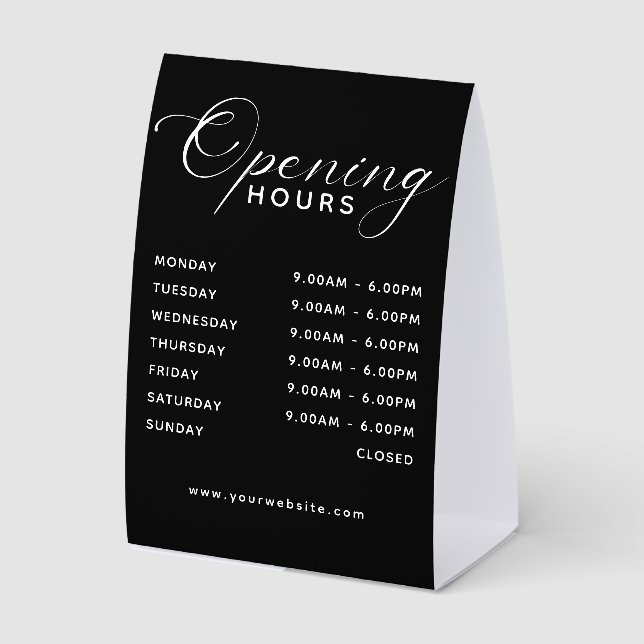 Plaque De Table Modern Business Opening Hours Display Budget (Recto)