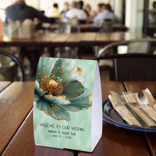 Plaque De Table Modern Minimalist Emerald White WELCOME  (Insitu (restaurant))