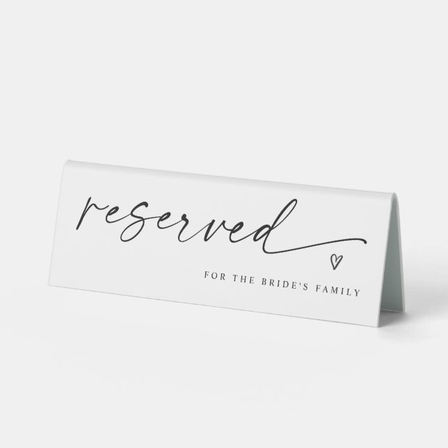 Plaque De Table Modern Minimalist Handwriting Wedding Reserved (Recto)