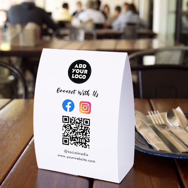 Plaque De Table Modern Social Media QR Code |  Paper Tabletop Sign (Insitu (restaurant))