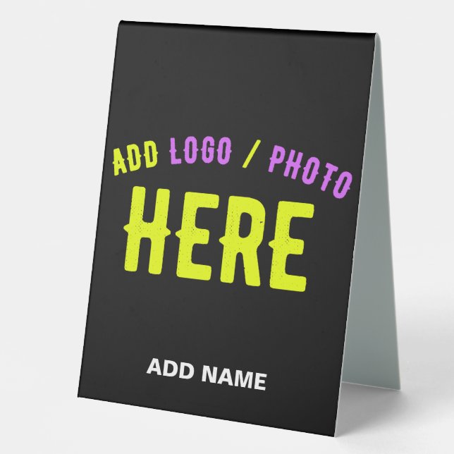 PLAQUE DE TABLE MODERNE ET MODERNE PERSONNALISABLE NOIR VÉRIFIÉ (Recto)