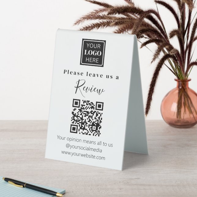 Plaque De Table Moderne Laissez-nous un avis QR code Petit (En SItu (Tableau))