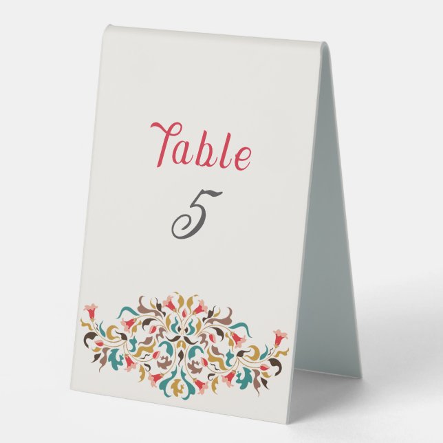 Plaque De Table Moderne Romantique Élégant Mariage de couronne flo (Recto)