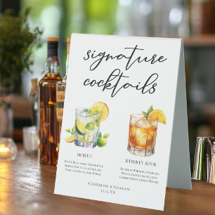 Plaque De Table Mojito Whiskey Sour Signature Cocktails Menu