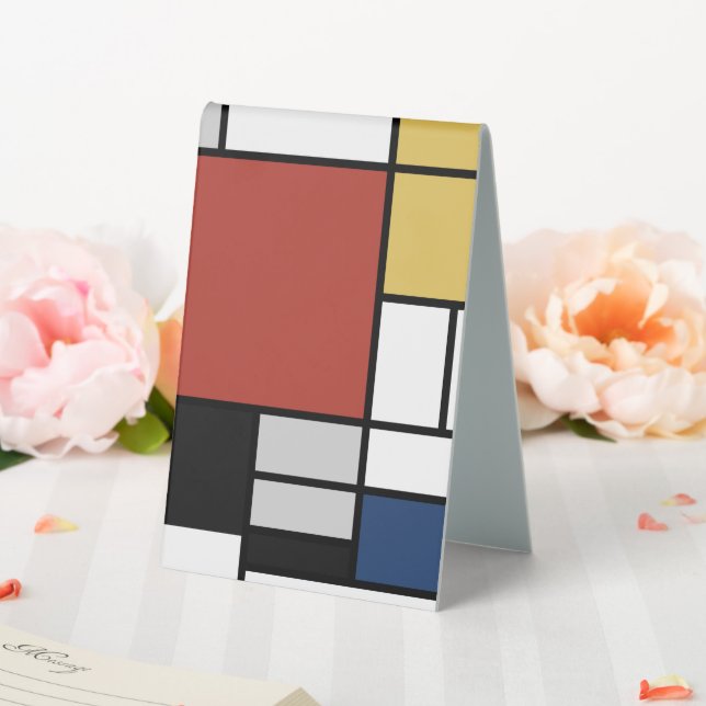 Plaque De Table Mondrian Peinture Rouge Plane Jaune Noir Gris Bleu (In SItu (Mariage))
