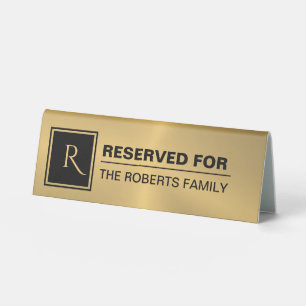 Plaque De Table Monogramme de famille réservé en or métallisé