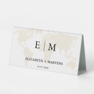 Plaque De Table Monogramme destination voyage thème mariage