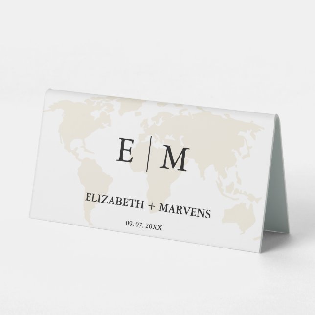 Plaque De Table Monogramme destination voyage thème mariage (Verso)