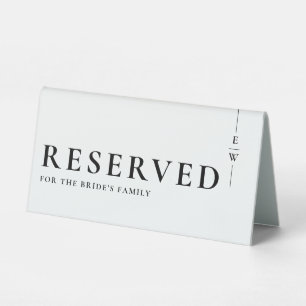 Plaque De Table Monogramme minimaliste noir et blanc réservé