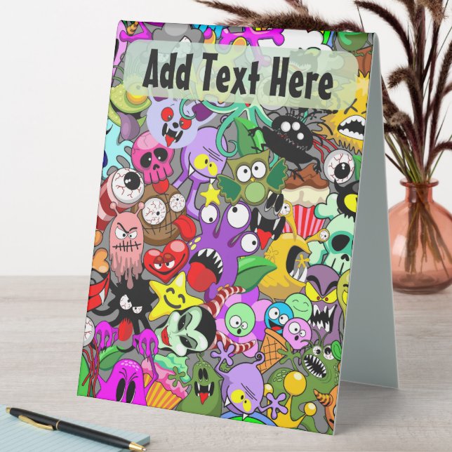 Plaque De Table Monstres caractères mignons Motif d'Halloween (En SItu (Tableau))