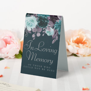 Plaque De Table Moody Boho Mémorial floral foncé Turquoise et vi