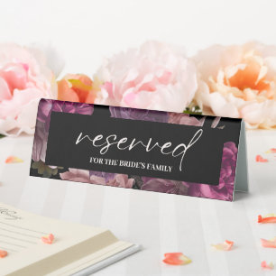 Plaque De Table Moody foncé floral bordeaux Mariage noir réservé