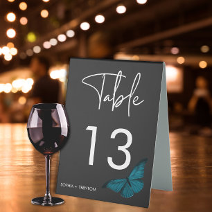 Plaque De Table Moody foncé minimaliste Mariage Moth Turquoise