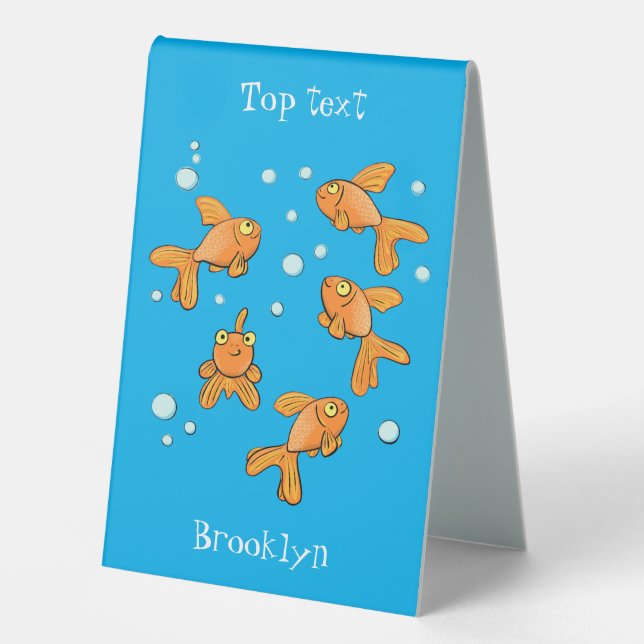 Plaque De Table Morceau de poisson rouge orange mignon sur dessin  (Recto)