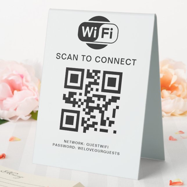 Plaque De Table Mot de passe Wifi | Analyse du code QR pour se con (In SItu (Mariage))