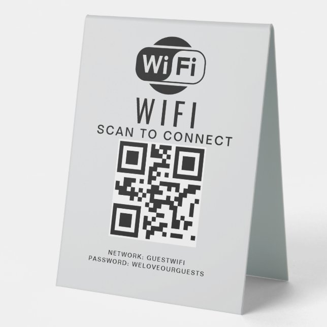 Plaque De Table Mot de passe Wifi | Analyse du code QR pour se con (Recto)