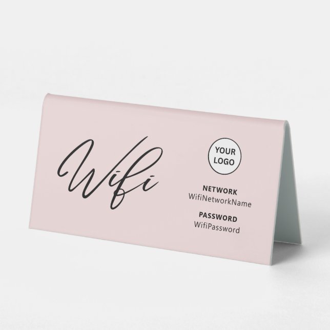 Plaque De Table Mot de passe WiFi d'entreprise moderne et code QR  (Recto)