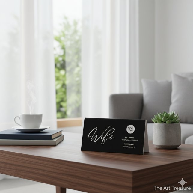 Plaque De Table Mot de passe WiFi d'entreprise moderne et code QR  (Créateur téléchargé)