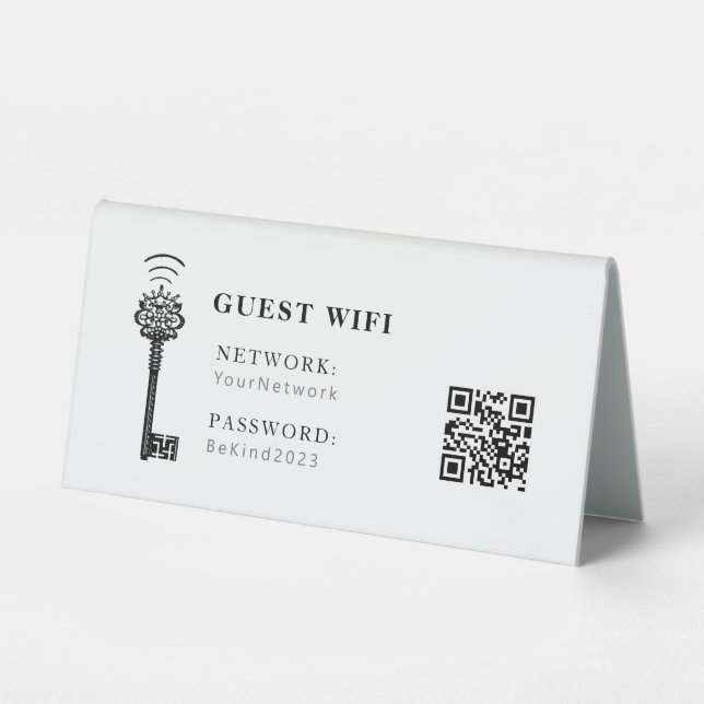 Plaque De Table Mot de passe Wifi invité et affaires réseau (Recto)