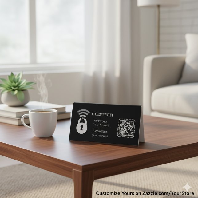 Plaque De Table Mot de passe Wifi invité et réseau Table d'affaire (Créateur téléchargé)