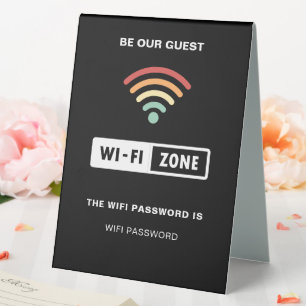 Plaque De Table Mot de passe Wifi Minimaliste Noir Simple 