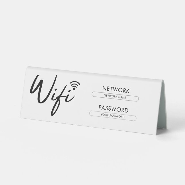 Plaque De Table Mot de passe Wifi Réseau moderne  (Recto)
