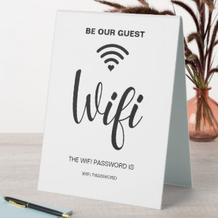 Plaque De Table Mot de passe Wifi Simple Minimaliste Blanc
