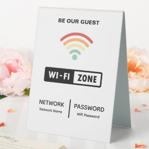 Plaque De Table Mot de passe Wifi Simple Minimaliste Blanc