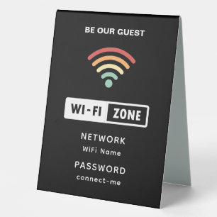 Plaque De Table Mot de passe Wifi Simple Minimaliste Noir