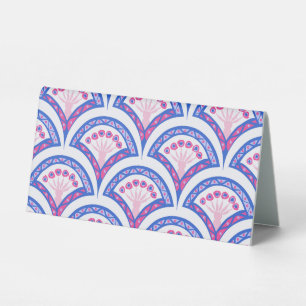Plaque De Table motif damassé floral bleu