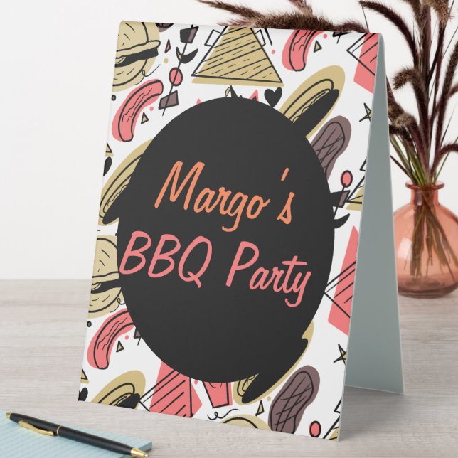 Plaque De Table Motif d'anniversaire BBQ Burger Hotdog Doodle  (En SItu (Tableau))