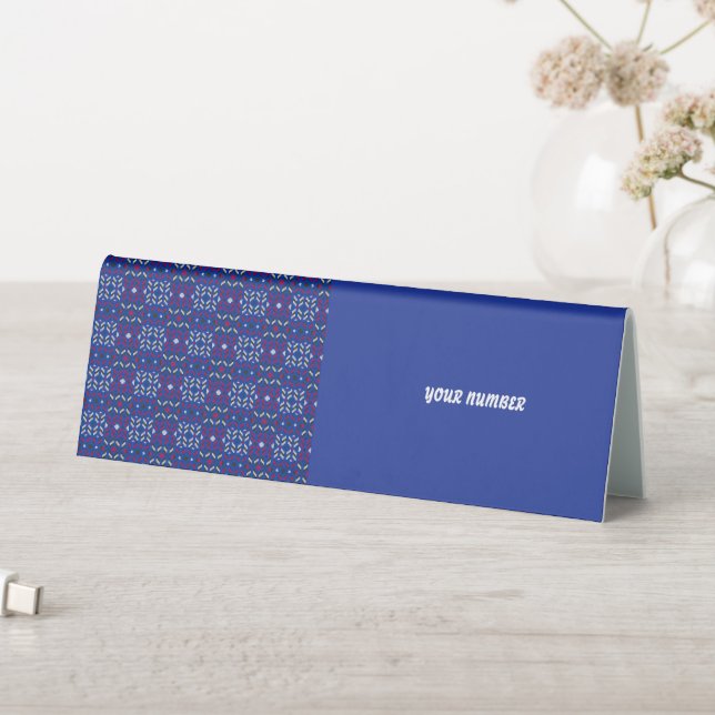 Plaque De Table Motif géométrique pixel traditionnel en bleu foncé (En SItu (Tableau))