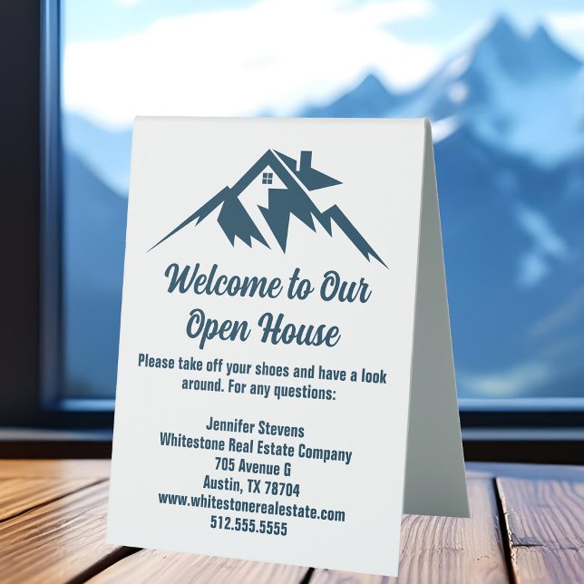 Plaque De Table Mountain Real Estate Company Custom Open House (Créateur téléchargé)