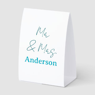 Plaque De Table Mr & Mme ajoutent le nom de famille date année cad