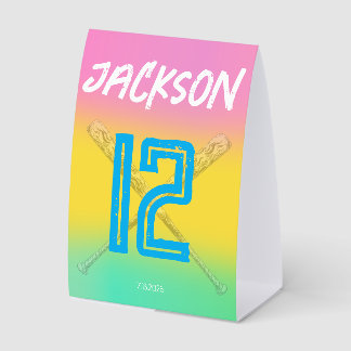 Plaque De Table Neon Baseball Colorful Sport Birthday Party Custom