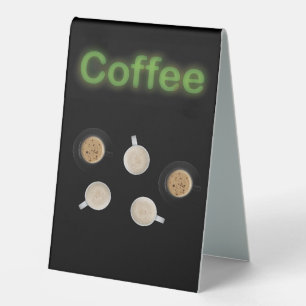 Plaque De Table Neon Coffee Station Cinq tasses