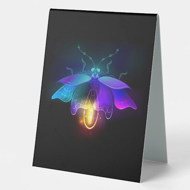 Plaque De Table Neon Firefly sur noir (Recto)
