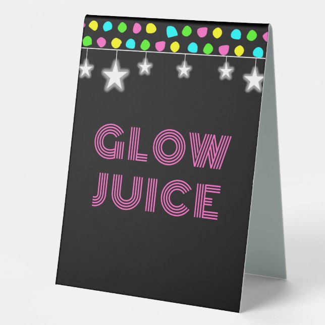 Plaque De Table Neon Retro Stars Glow Party (Recto)