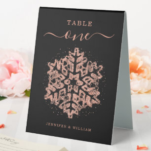 Plaque De Table Noël d'hiver Mariage de vacances Rose Gold Noir
