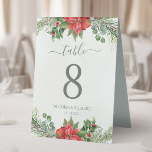 Plaque De Table Noël Poinsettia Mariage de verdure d'hiver