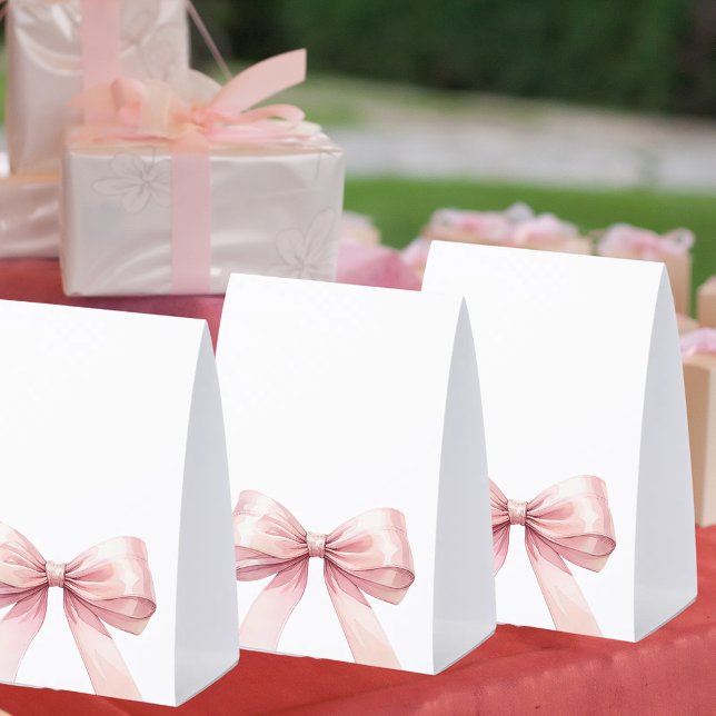 Plaque De Table Nœud rose blanc écriture DIY pour votre propre fêt (Créateur téléchargé)