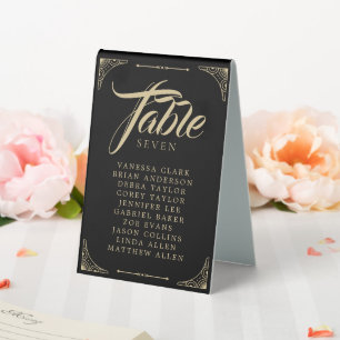 Plaque De Table Noir Elegant Art Déco Gold Retro Mariage