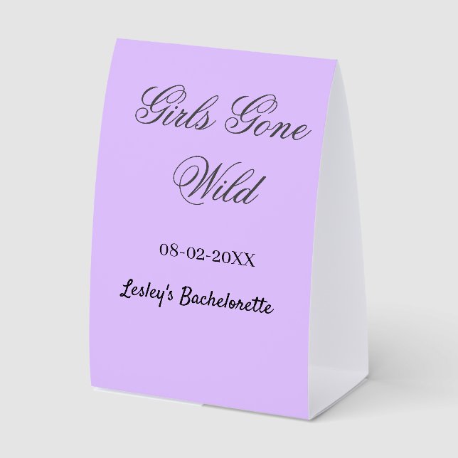 Plaque De Table Nom de la fête de Bachelorette Girls Gone wild dat (Recto)
