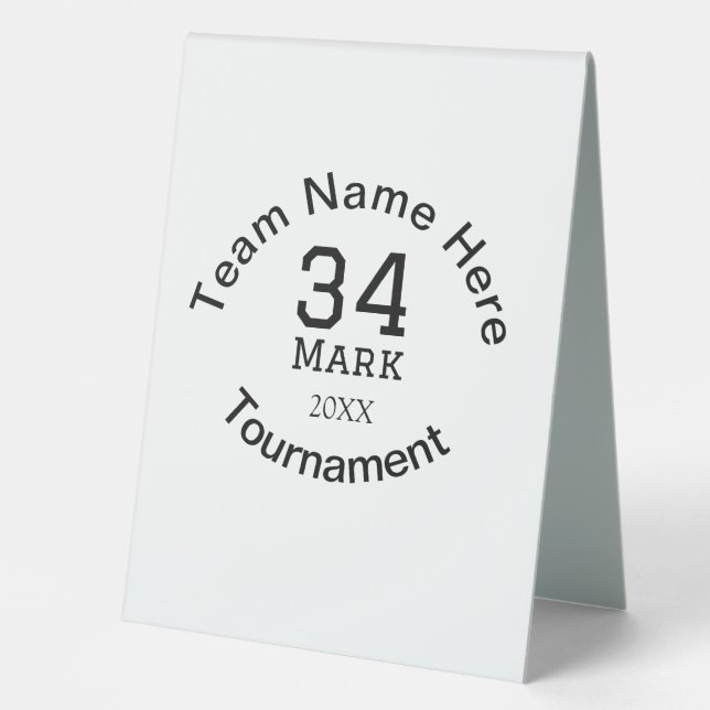 Plaque De Table Nom de l'équipe ici ajouter le nom du tournoi anné (Recto)