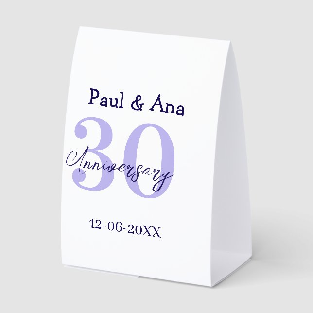 Plaque De Table nom de lettre gras violet 30e anniversaire simple  (Recto)
