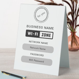 Plaque De Table Nom d'entreprise personnalisé Détails et logo Wifi