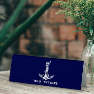 Plaque De Table Nom du bateau de la corde d'Ancre nautique vintage