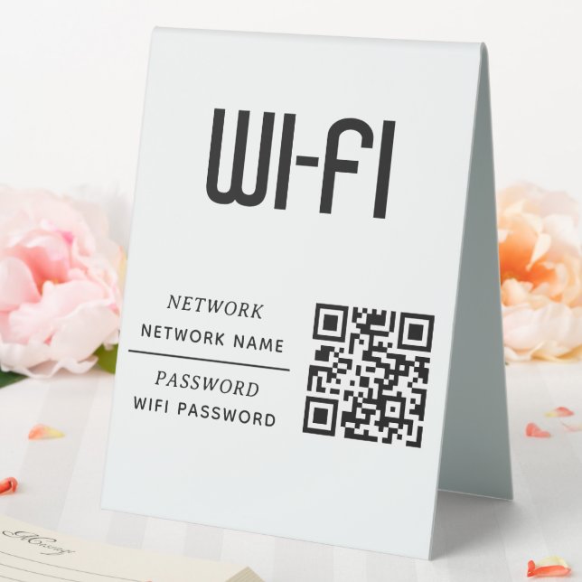 Plaque De Table Nom et mot de passe du réseau WiFi Code QR  (In SItu (Mariage))