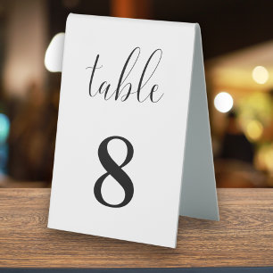 Plaque De Table Nombres minimalistes blancs modernes personnalisés