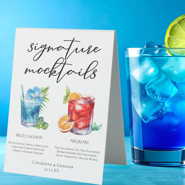 Plaque De Table Non-Alcoolique Blue Lagoon Negroni Mocktails (Créateur téléchargé)